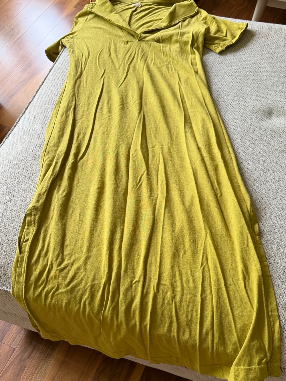 Free People Mustard/Lime green Yellow Maxi Dress with V-Neck